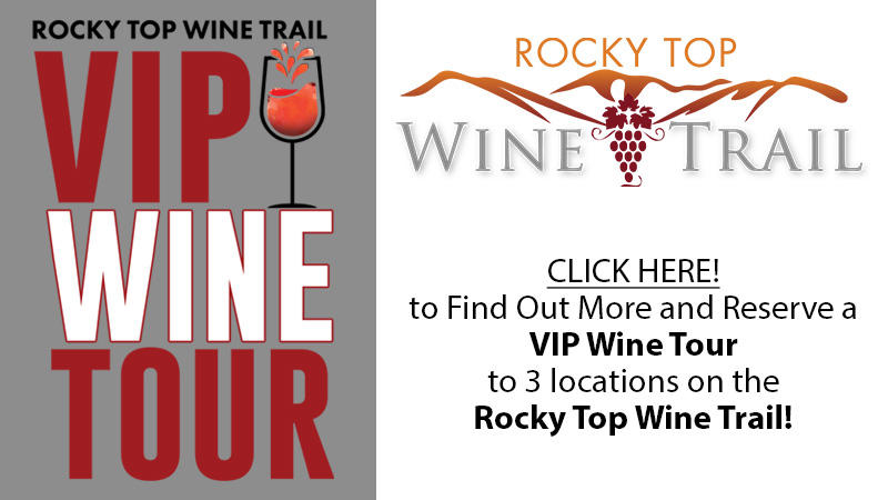 Advertising image for Rocky Top Wine Trail's VIP winery tour.